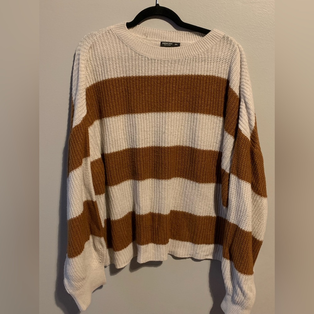 Orange and white oversized sweater